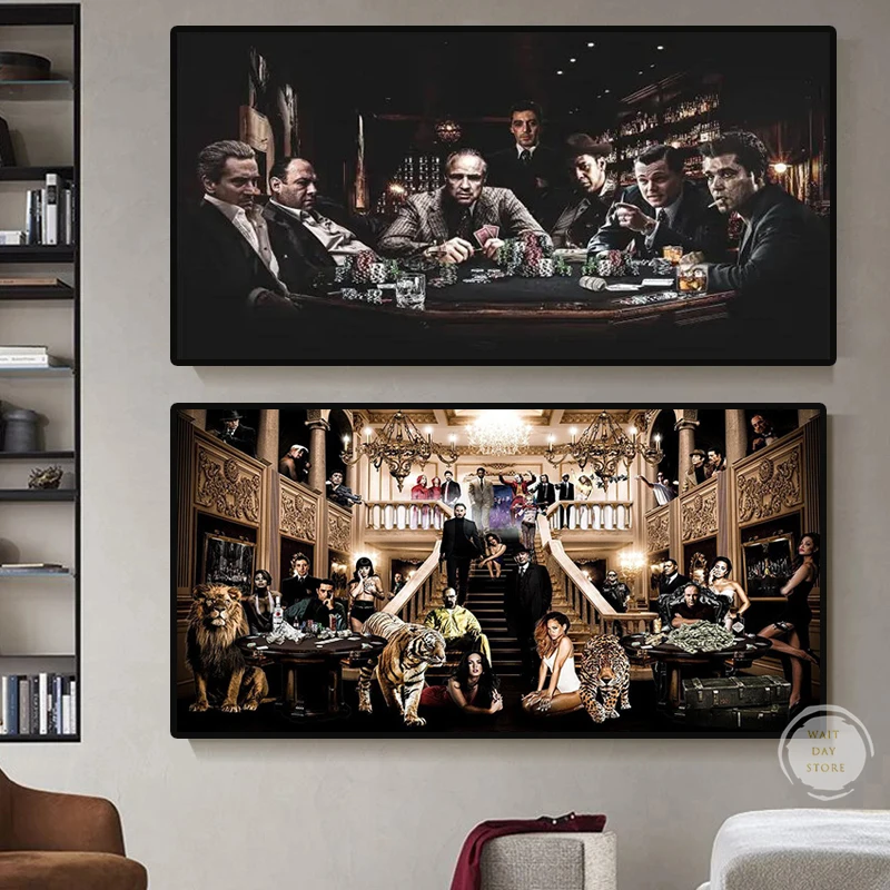 

Gangster Movie Characters Photo Godfather Art Canvas Painting Horror Film Posters Wall Art Picture for Living Room Home Decor