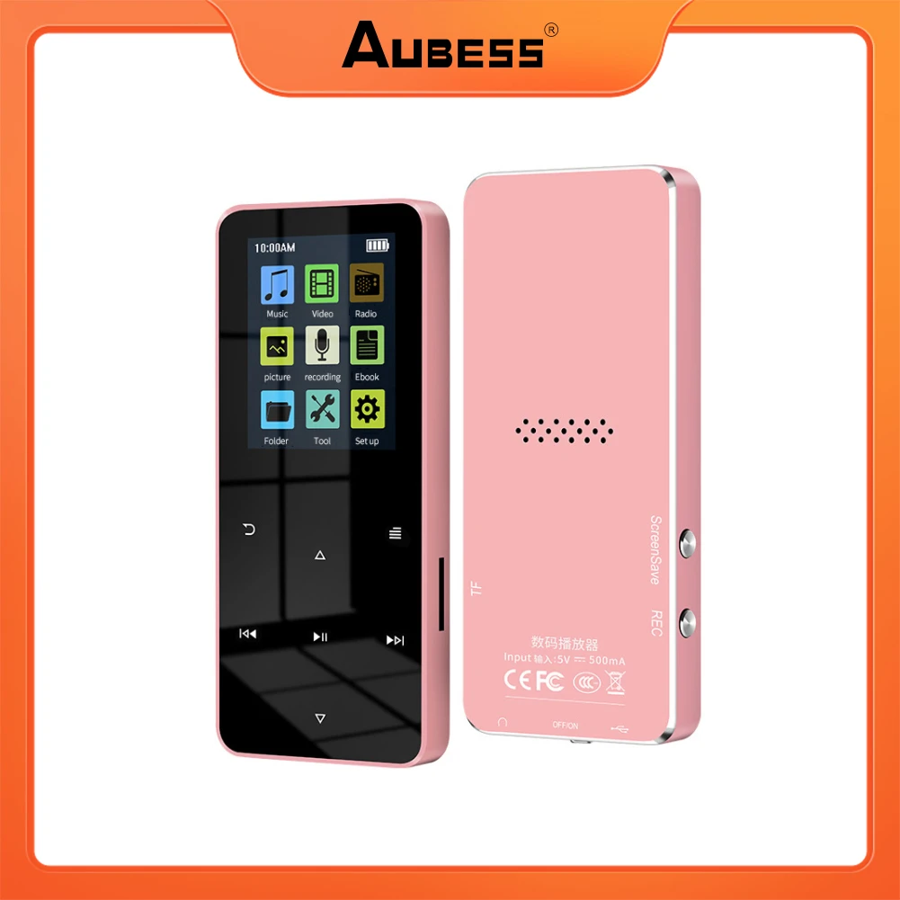 

MP3 MP4 плеер Bluetooth-совместимый динамик сенсорная клавиша Встроенный 8 Гб 16 Гб HiFi металлический мини портативный плеер с радио FM Запись