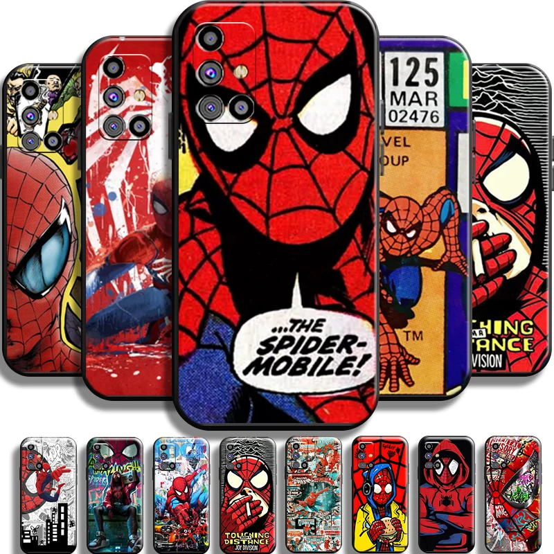 

Avengers Spiderman Comics For Samsung Galaxy M31 M31S Phone Case Liquid Silicon Back Cover TPU Carcasa Funda Cases Black