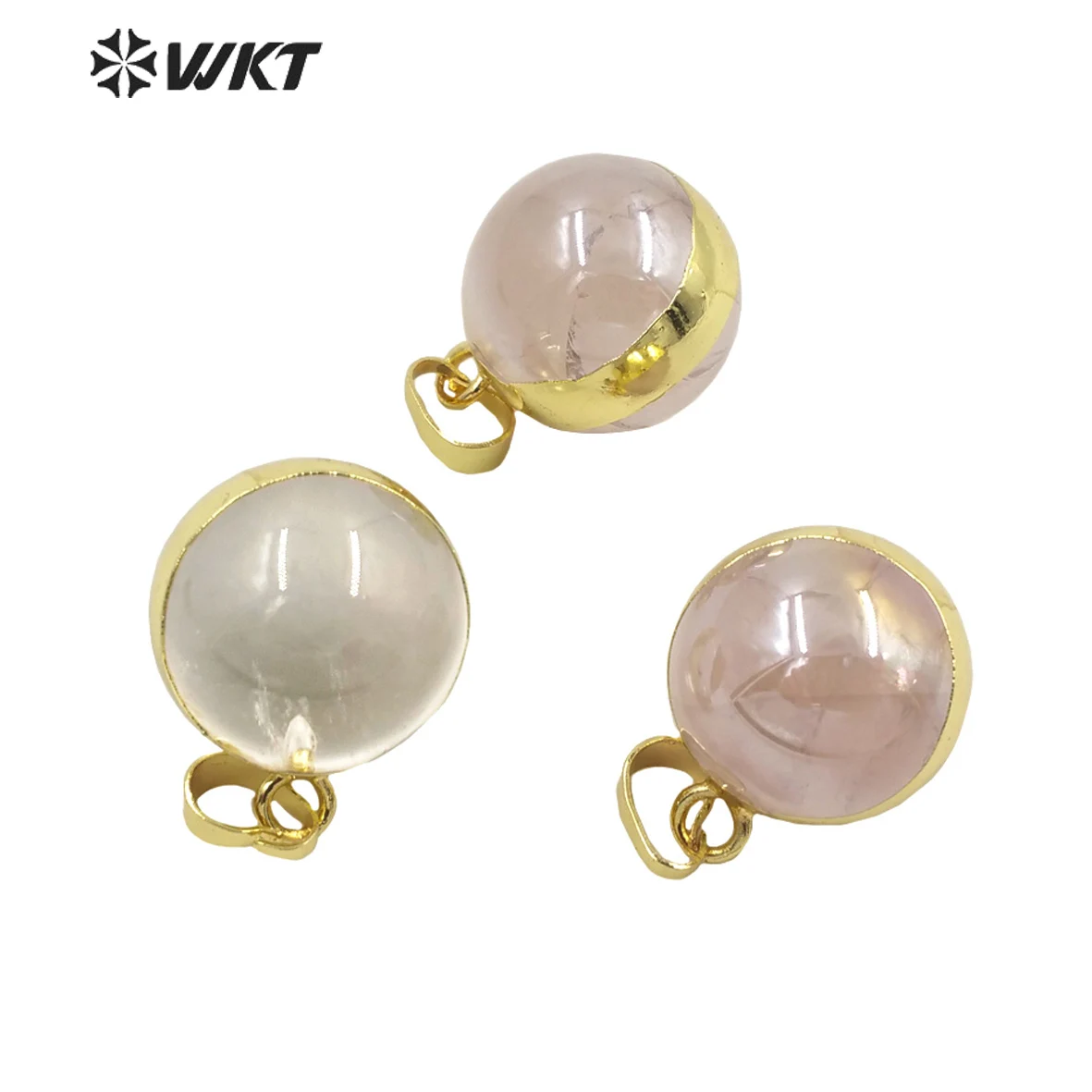 

WT-P1810 WKT 2022 Aura Crystal &Pink Quartzs Stones Natural Gemstones Party Gift Wedding Pendant For Women INS
