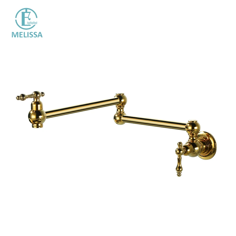

Melissa Modern Brass Soup Pot filling rotating folding Titanium gold Single entry hole Kitchen Tap Faucet