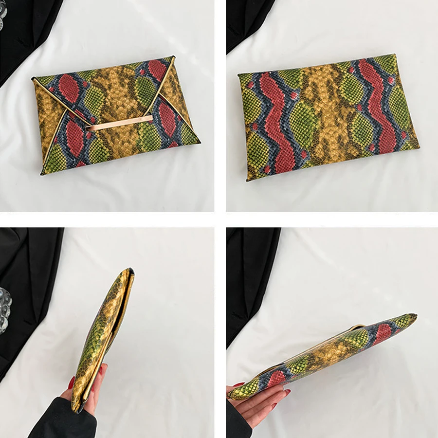 Модная женская сумка-конверт из искусственной кожи со змеиным узором аллигатора