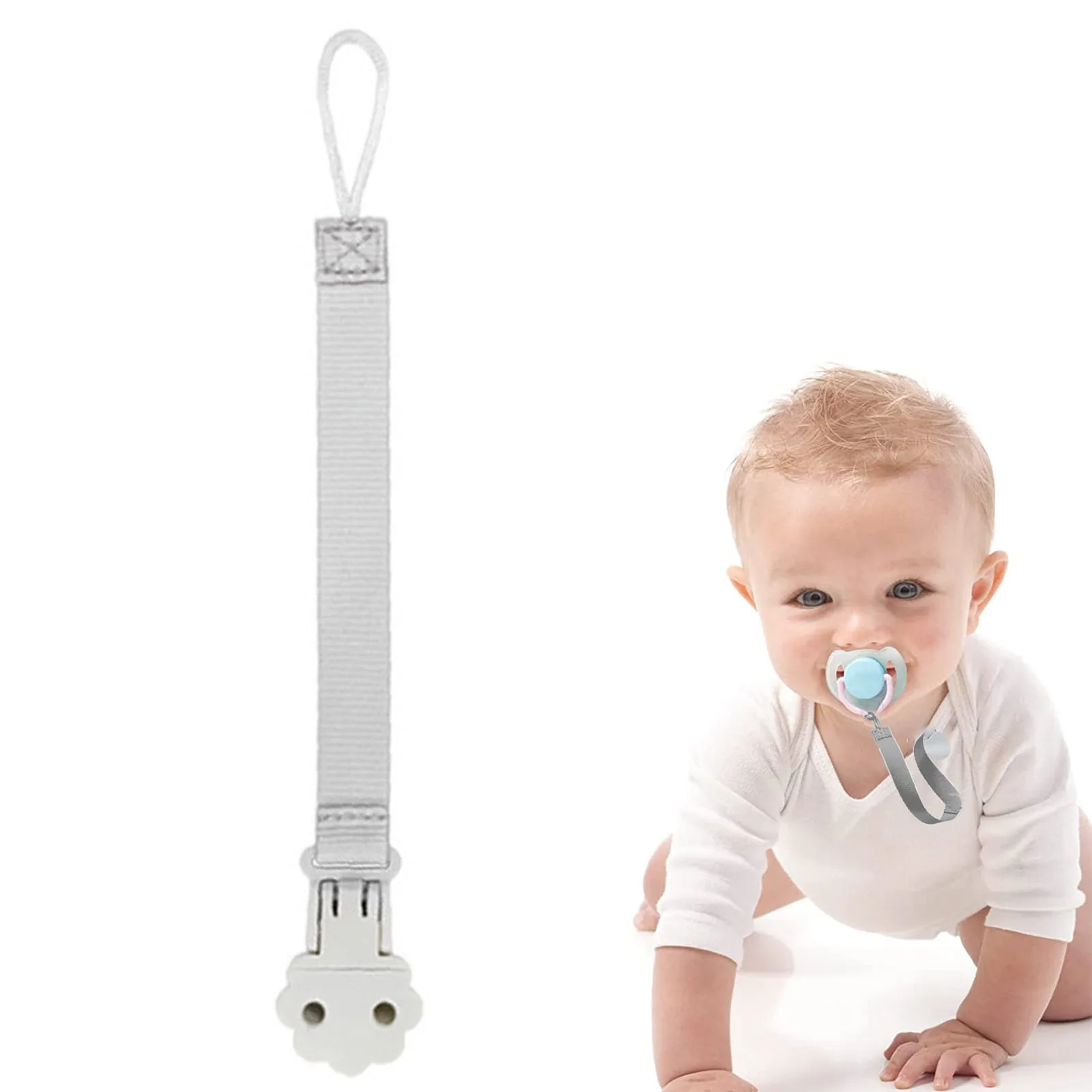 

Pacifier Clips Modern And Stylish Pacifier Holder Stitched Fabrics Paci Clips For Boys Girls Soft Washable Neutral Color Infant