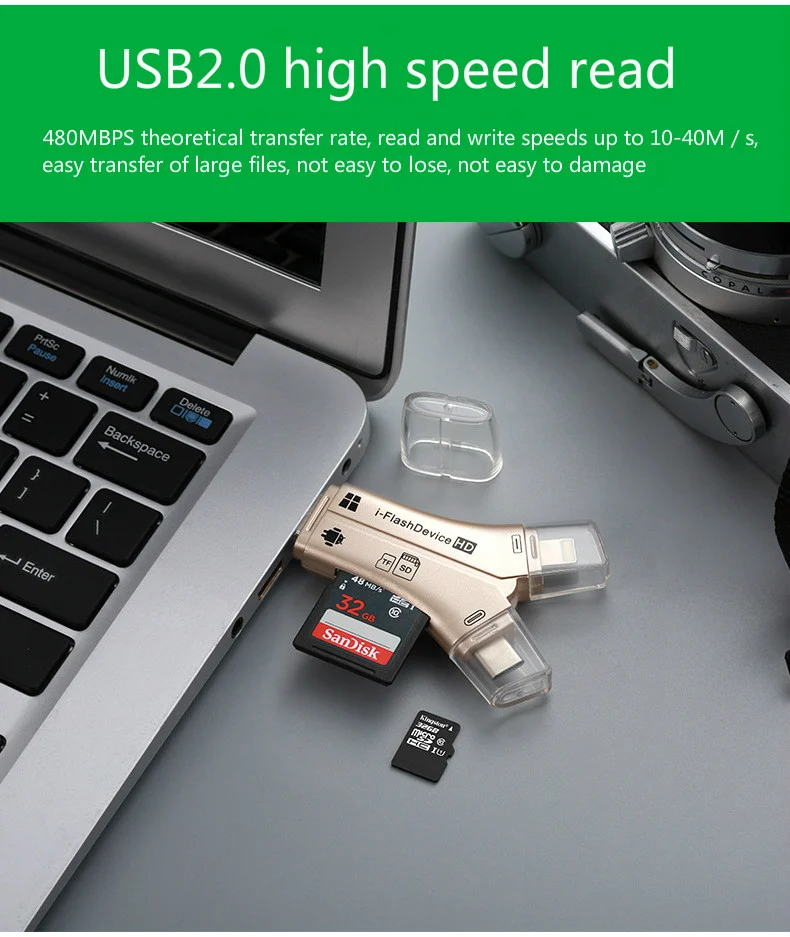 4 в 1 флэш-накопитель карта памяти Micro SD/TF кардридер адаптер для iPhone pro 11 X max 7 8 12 13 iPad