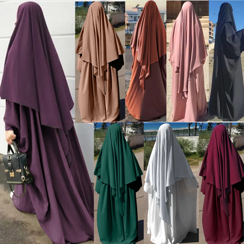 Ramadan Prayer Garment Long Khimar Hijab Scarf Tops Muslim Abaya Head Wrap for Women Islam Clothing Jilbab Abayas Niqab Hijabs