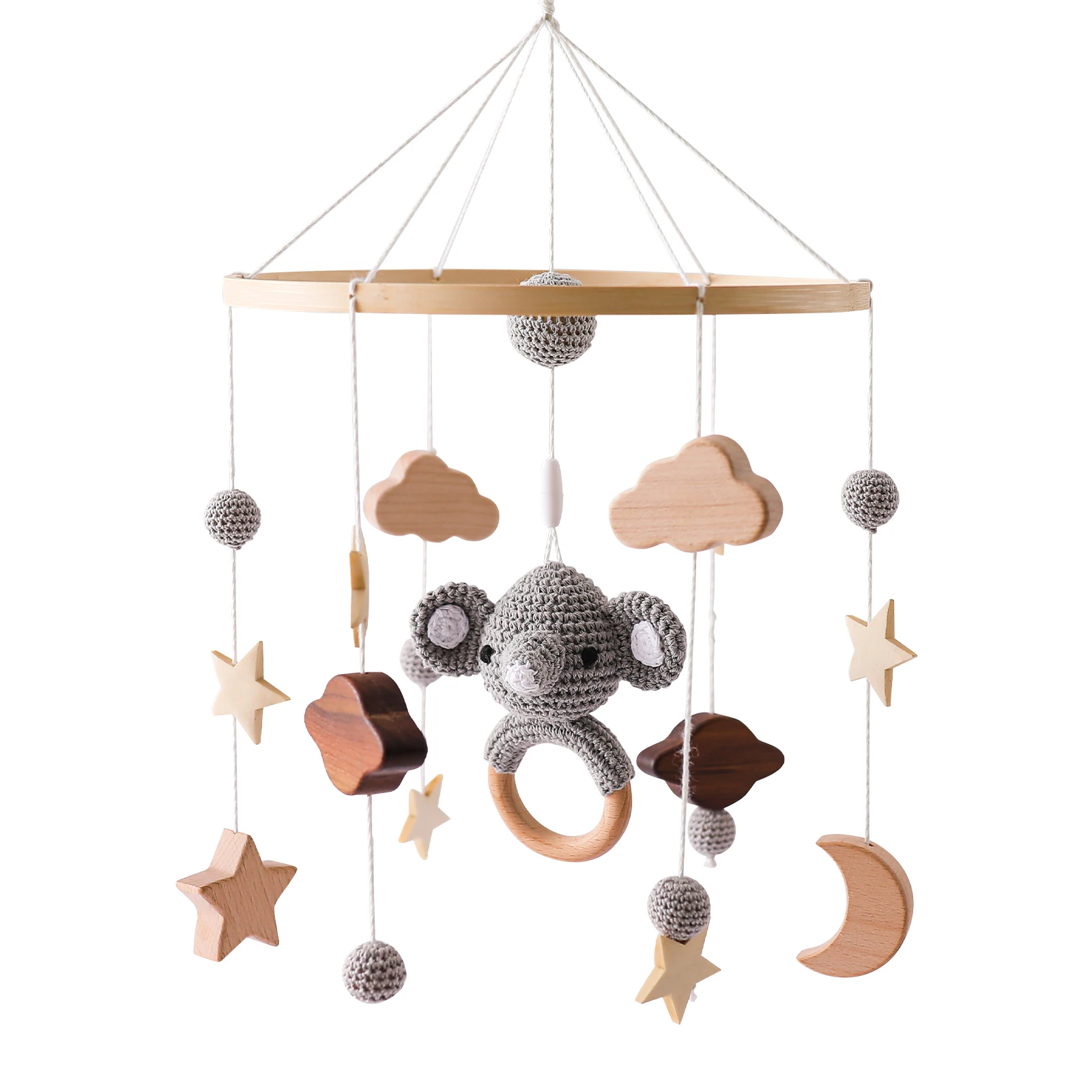 Baby Bed Rattle Toys 0 12 Months Newborn Multifunctional Crochet Rattle Hand Crochet Beads Bed Bell Rotating Wind Chime Toy Gift