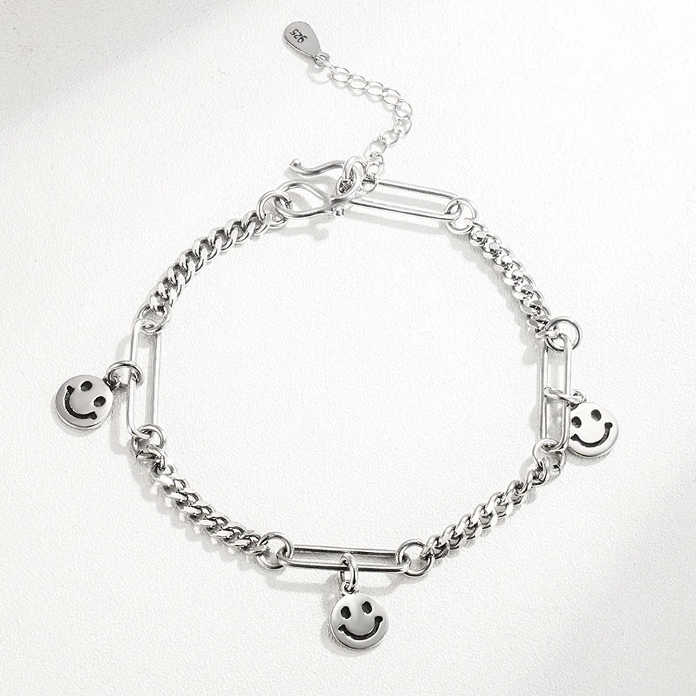 

Cuba Chains Women's Bracelets on Smiling Face Steampunk Bangles Retro Charms Luxury Jewelry Female Christmas GaaBou