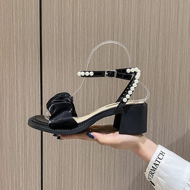 

Босоножки женские кожаные на низком каблуке, базовые туфли из искусственной кожи, на толстом каблуке, римская ткань, низкий каблук, низкий к...