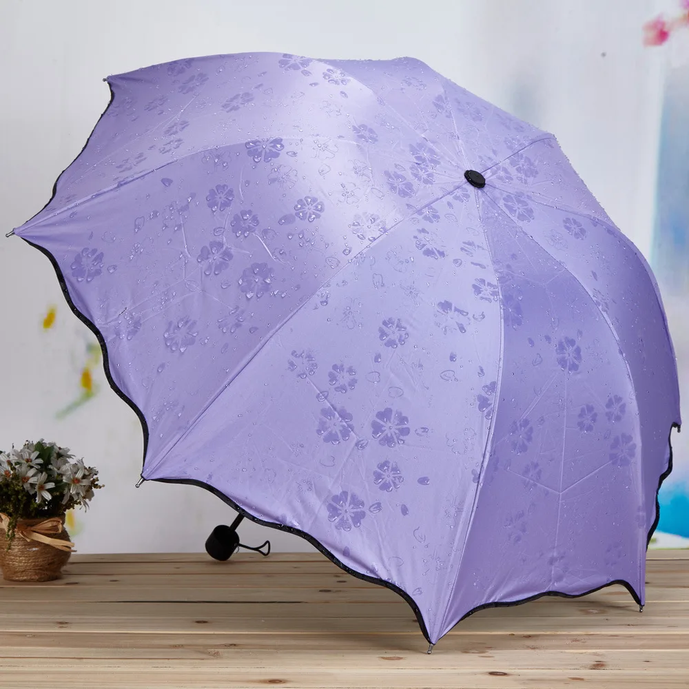 

Portable Three-fold Umbrella Meet Water Flowering Sunny and Rain Dual-use Umbrella Anti-ultraviolet Sun Umbrella Strong Umbrella