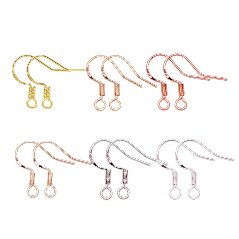 

10PCS 18K Gold 925 Sterling Silver Earring Hooks Never Fade Ear Studs Ear Hooks Wire For Earrings Jewelry Making Findings