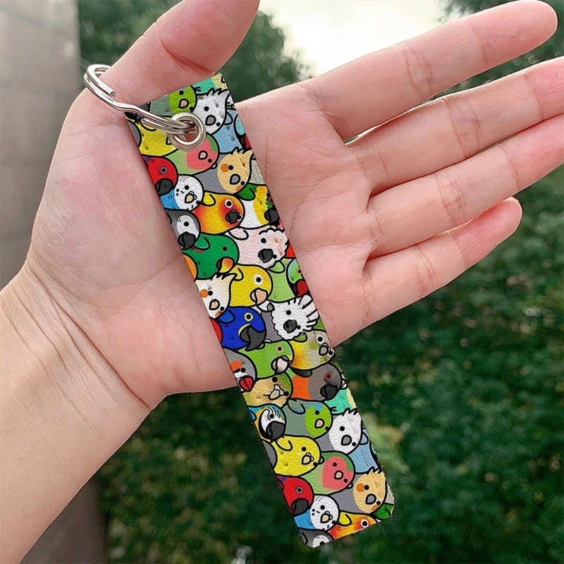 

Fashion Everybirdy Pattern Custom Keychains Strap Keyring Hanging Holder Bag Car Wallet Trinket Keychain Hanging Bag Accessories