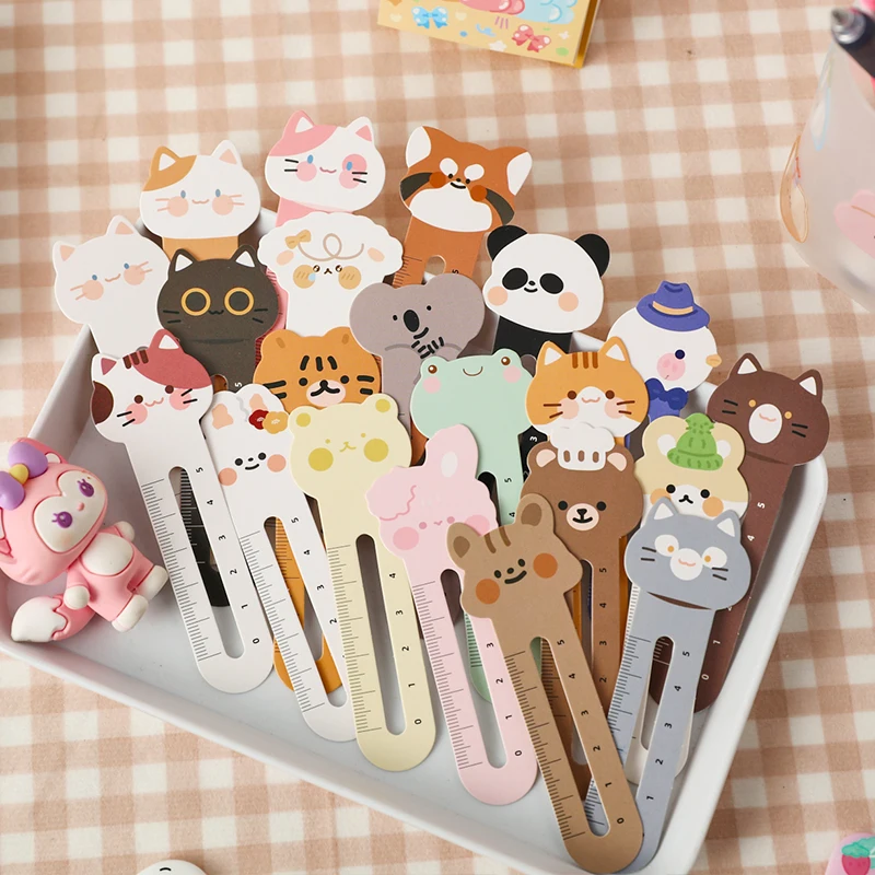 

30pcs Hollow Out Ruler Bookmark Cute Cartoon Animal Series Multi-Function Bookend Student School Measuring Drawing Stationery
