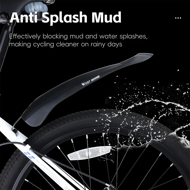 Велосипедные крылья WEST BIKING брызговик для горного велосипеда 20-24 дюйма передняя и