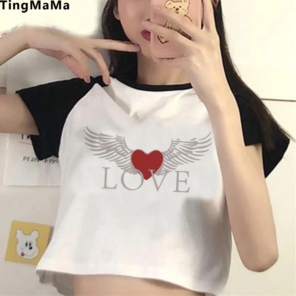 

y2k aesthetic fairy grunge trashy crop top Woman korean fashion cute hippie Harajuku tee