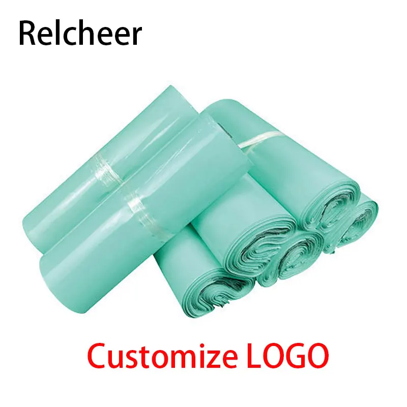 

Relcheer 50Pcs/lot Eco-friendly Express Packaging Mailing Bag Degradable Light Green Ecommerce Courier Post Pouch Logistics Bags