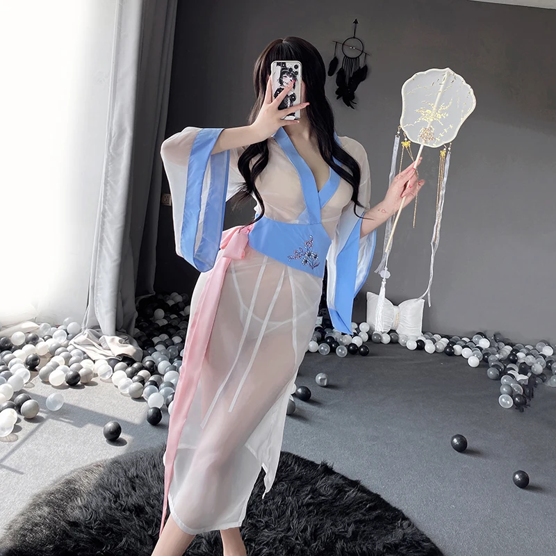 

Women New Sexy Lingerie Anime Cosplay See-through Chinese Style Dress BJD Han Chinese Costume Embroidered Clothing Suit Uniform