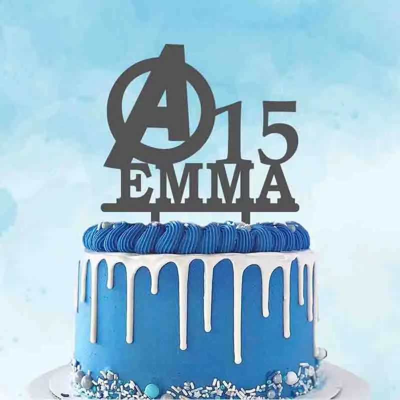 

Personalized Kids Birthday Cake Topper Custom Name Age Cartoon Logo Kids Birthday Party Cake Decoration Topper