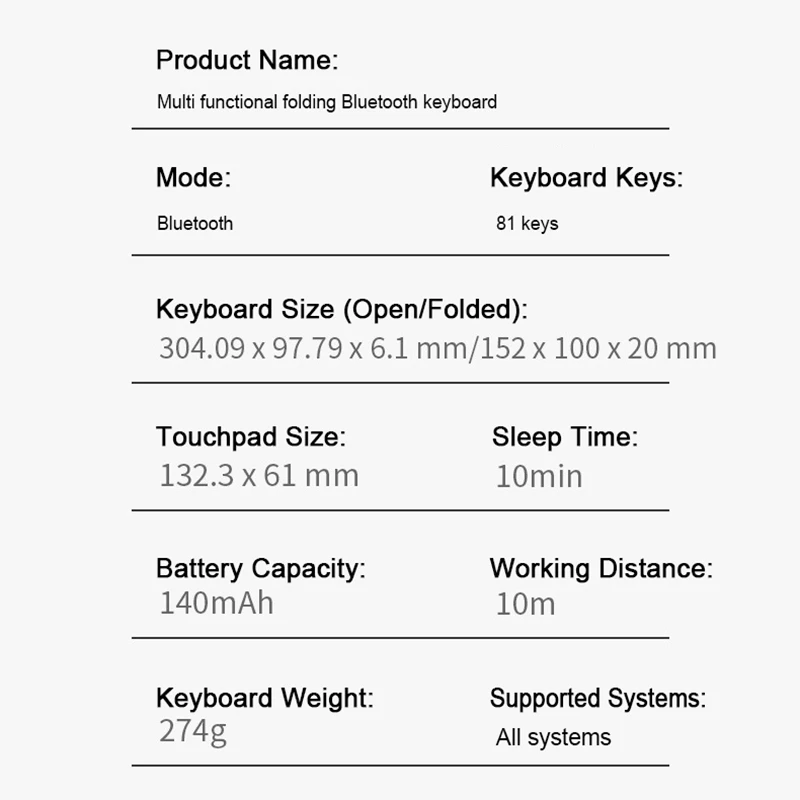Складная Bluetooth-клавиатура NoEnName_Null