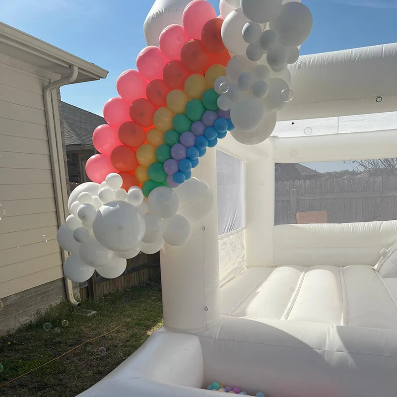 Белый свадебный домик для прыжков коммерческий надувной 3 в 1 комбинированный