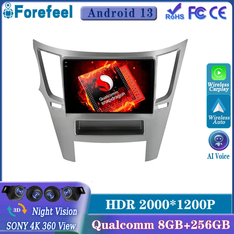 

Android 13 Qualcomm Snapdragon для Subaru Outback 4 Legacy 5 2009-2014, без DVD, мультимедийный автомобильный плеер, экран навигации, GPS TV