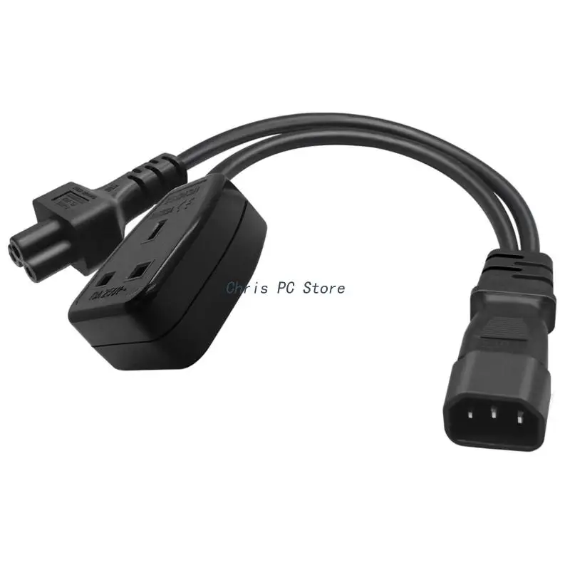 

H8WA 1ft/32cm IEC320 C14 to IEC320 C5+UK13A AC-Power Extension Cable Adapter Cord