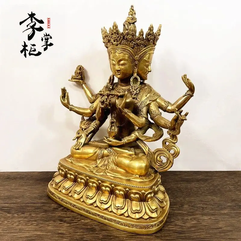 Тибетская Тантра большая статуя Будды Zunsheng из чистой меди латунная верхняя с