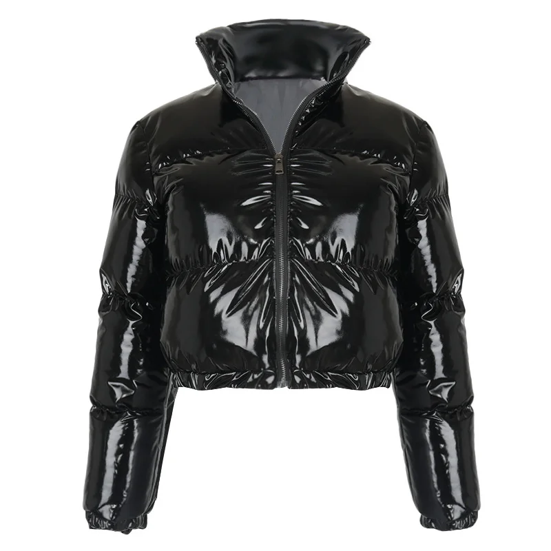 2022 Winter Padded Clothes Women Short crop Coat Candy Colors Puff Sleeve Warm Casual Padded Jacket Outwear