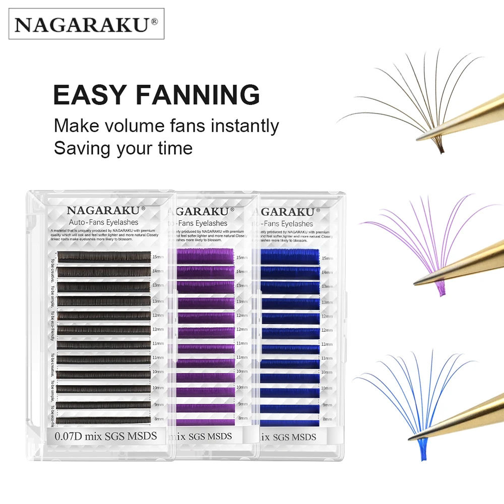 Ресницы NAGARAKU для наращивания, цветные ресницы для объема, 12 линий ...
