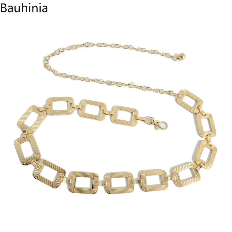 Bauhinia New Women's Casual Retro Metal Belt Dress Decorative Fashion Simple 60-85cm Adjustable Chain Belt