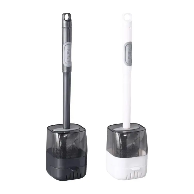 

Toilet Brush Holder Silicone Toilet Scrubber With ABS Handle Wall Mount Toilet Brush For Home Bathroom Refillable Handle Brush
