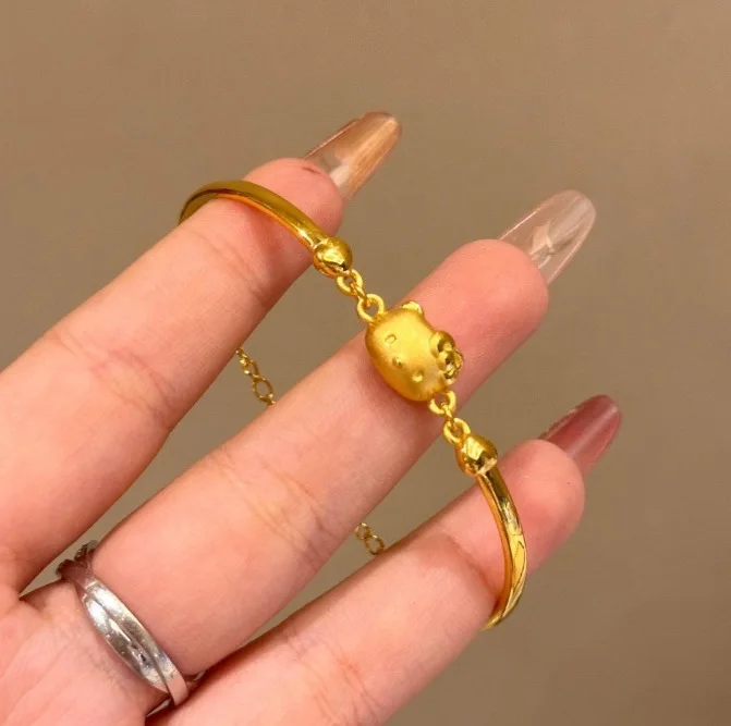 Браслет с персонажем мультфильма Hello Kitty золотой цвет браслет регулируемым