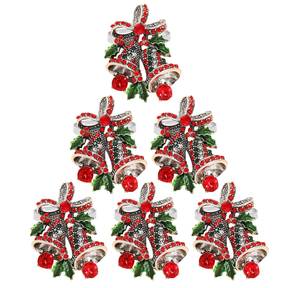 

6 Pcs Christmas Decorations Napkin Rings Table Holder Decorate Bell Dining Xmas Clasps
