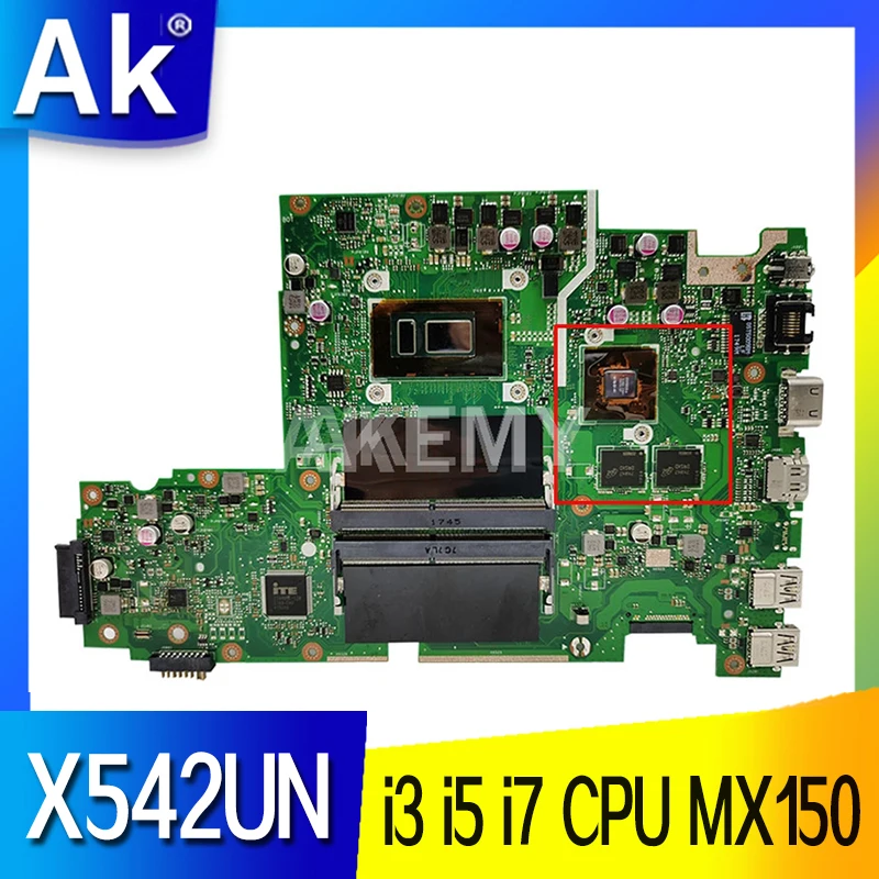 

X542UN Laptop Motherboard For ASUS VivoBook X542UNR X542UQR X542UR X542U FL8000U Mainboard W i3 i5 i7 CPU MX150 GPU