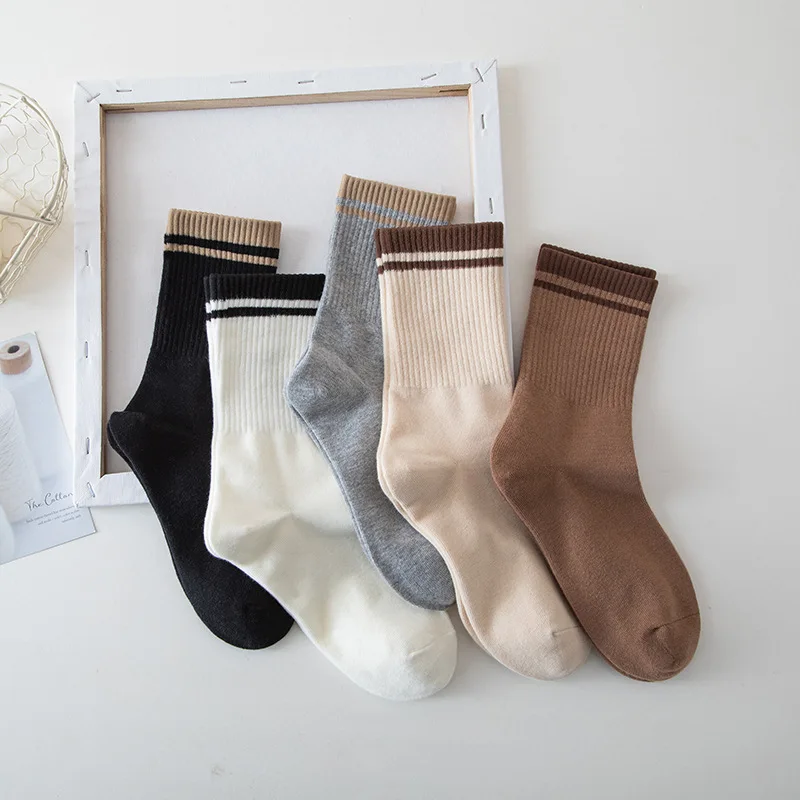 

Хлопковые носки осень-зима новые японские хлопковые носки полосатые Многослойные носки модные и простые женские носки Длинные Носки