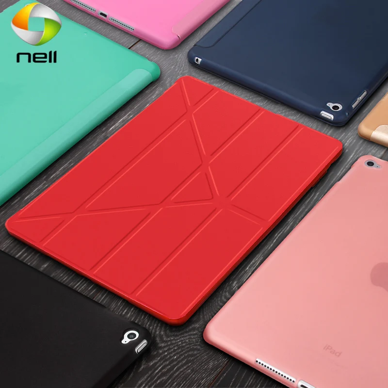 

Tablet case ipad Air 2 9.7" PU Leather Smart Sleep wake funda Trifold Stand Solid smart cover ipad Air 2 A1566 A1567 Ca