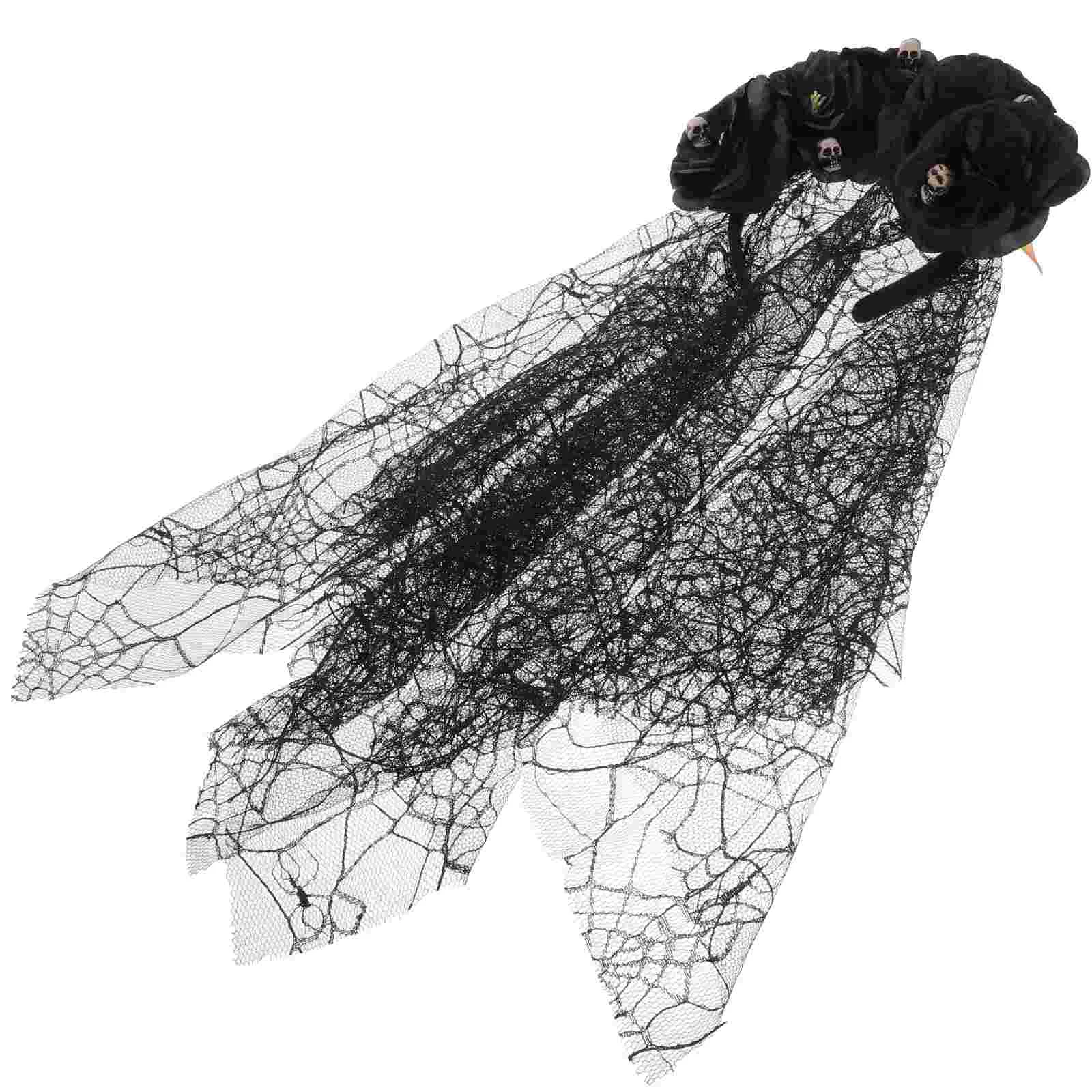 

Flower Headpiece Halloween Veil Flower Headband Gothic Headband Cosplay Costume Headpiece Veil Hair Accessory