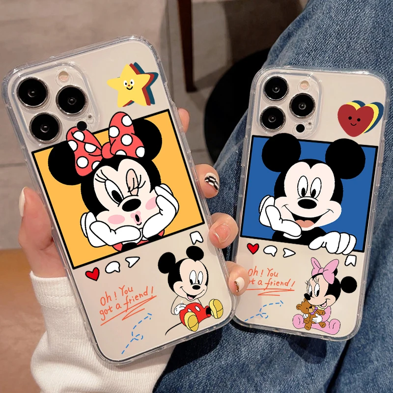 

Cute Mickey Minnie Disney For Apple iPhone 11 12 13 Pro Max 12 13 Mini X XR XS Max SE 6 6S 7 8 Plus Clear Phone Case Shell Soft