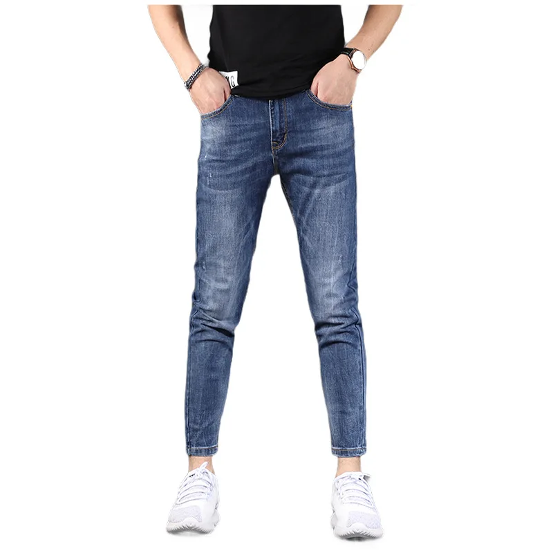

Washed Jeans Summer 2022 Small Feet Teenagers Skinny Jeans Men Pants High-end Versatile Stretch Casual Men's Pencil Pants