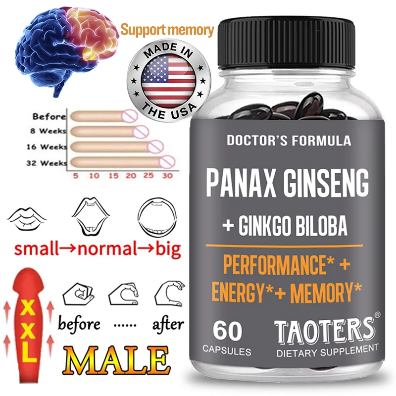

Taoters Ginseng + Ginkgo Extract -Helps Enhance Mood,Endurance,Rejuvenation,Supports Cognitive Function -Energy Focus Supplement