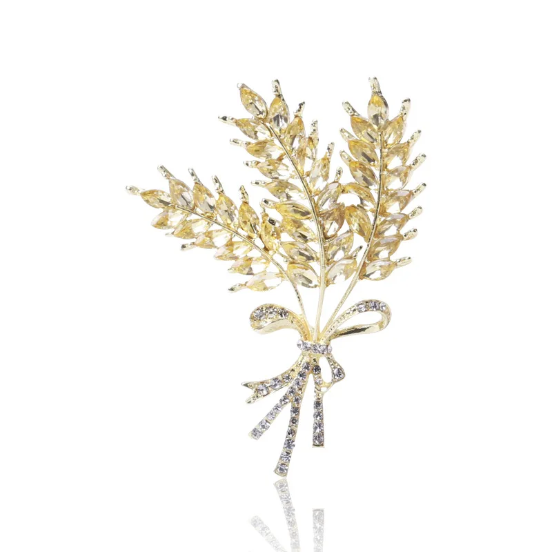 

Beauty Wheat Brooches For Women Unisex Rhinestones Flower Party Office Brooch Pins Gifts