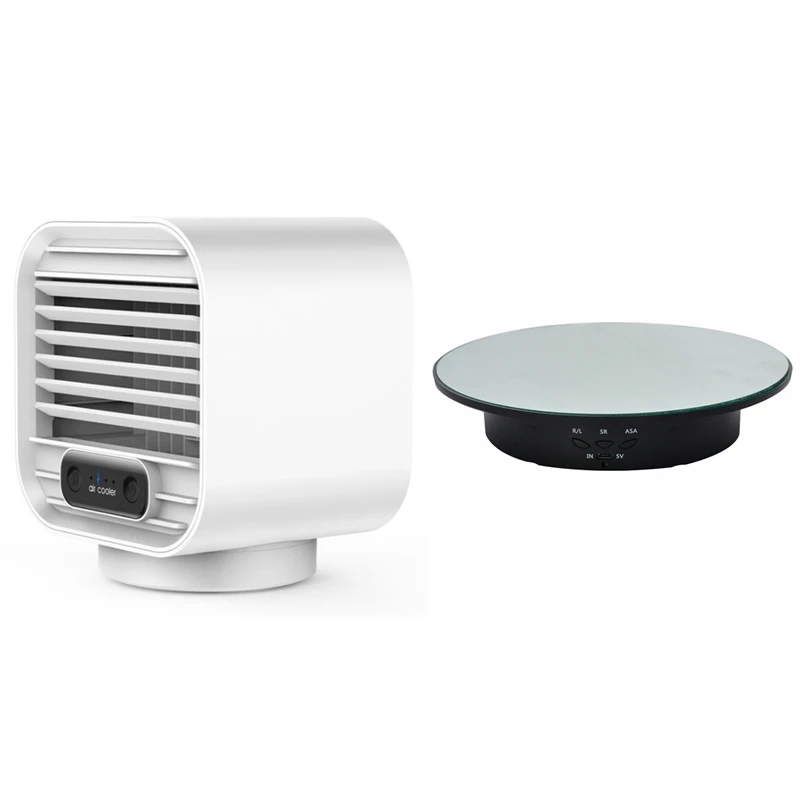

Mini Water Cooling Fan Portable Air Cooler,White & 3 Speeds 20Cm Intelligent Electric Rotating Display Stand Turntable