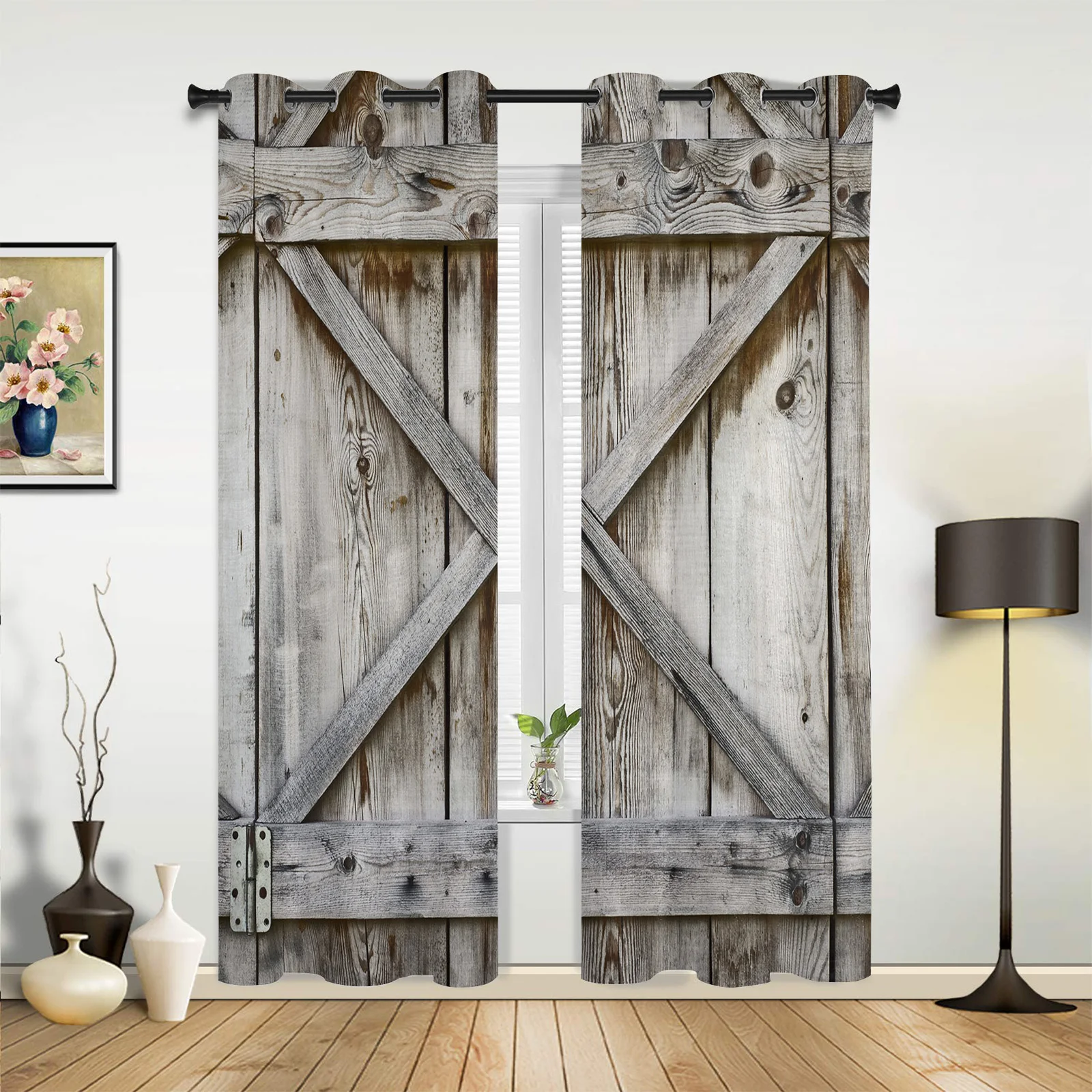 

Wooden Door Retro Curtains for Bedroom Living Room Drapes Kitchen Children's Room Window Curtain Modern Home Decor