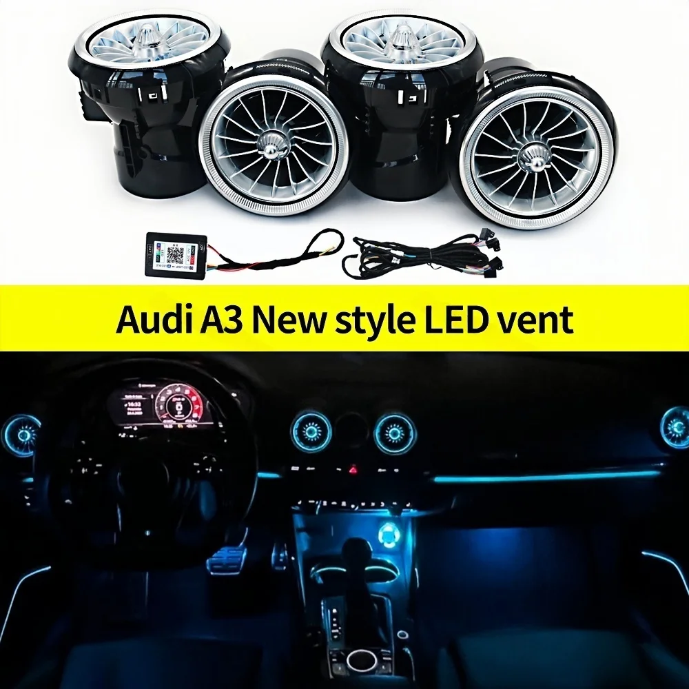 Фото 256-цветные светодиодные воздуховоды для Audi A3 S3 RS3 8V 8Y 8P 2004-2020, подсветка приборной панели, насадки для кондиционера, тюнинг №5