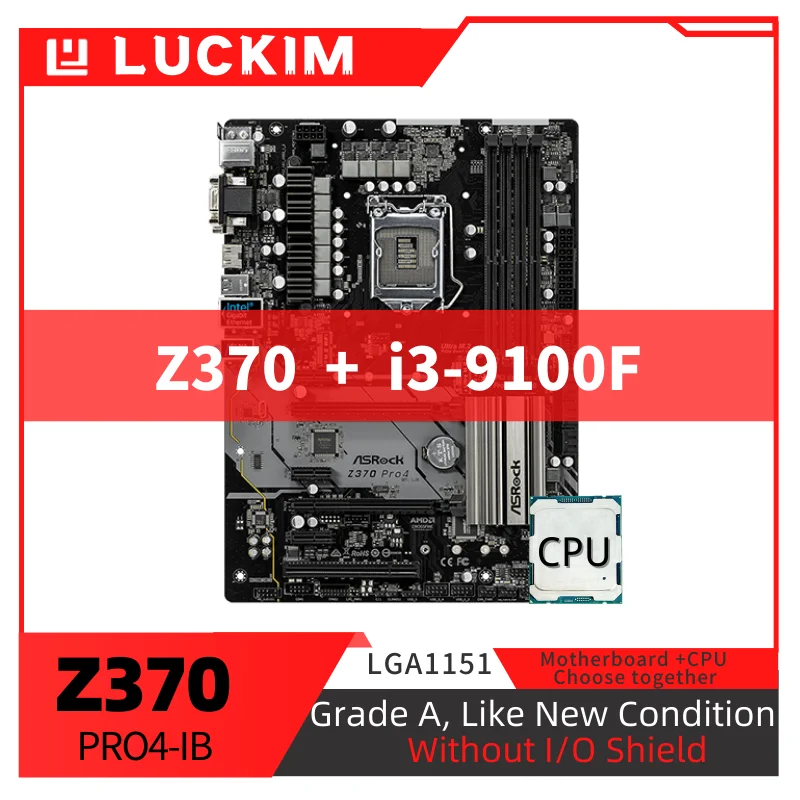 

Refurbished Z370 PRO4-IB Motherboard LGA1151 i3-9100F Set Kit with Processor