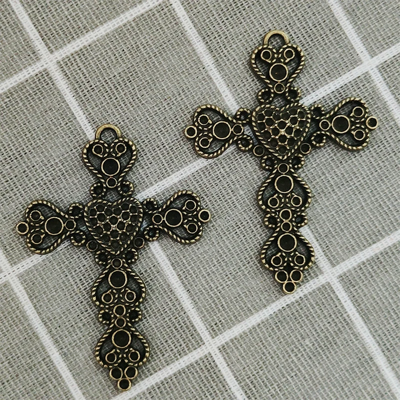 

3Pcs/Lot 49x67mm Cross Charms Vintage Bronze Color Charms for Jewelry Making DIY Earrings Necklace Bracelet Keychains Pendant
