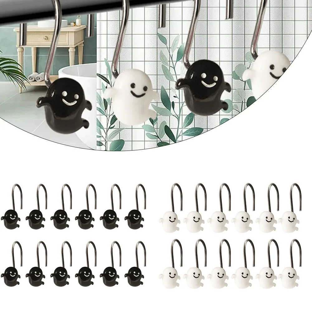 

12pcs Stainless Steel S Shape Hooks Halloween Shower Curtain Hook 6.4cm For Home Kitchen Bedroom Living Room Accessories