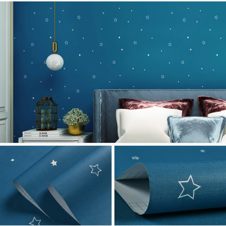 

Eco-friendly DIY Colorful Star Wallpaper Childs Bedroom Decor Self Adhesive PVC Furniture Wallpapers Kids Mural Cartoon Stars QZ