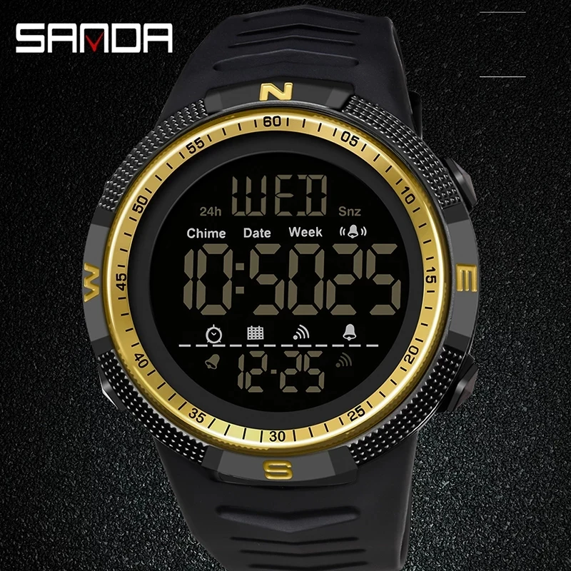 

SANDA Brand New Waterproof Men Watch Fashion Multifunctional Luminous Digital Wristwatch Outdoors Sports Student Watches 6014