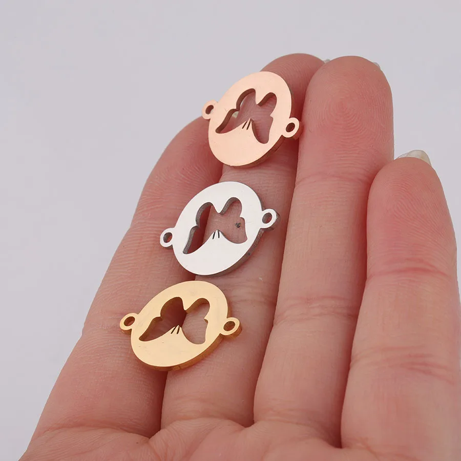 

10pcs/lot 15mm Mirror Polished Stainless Steel Round Hollow Butterfly Charms Connector DIY Bracelet Jewelry Finding Wholesale