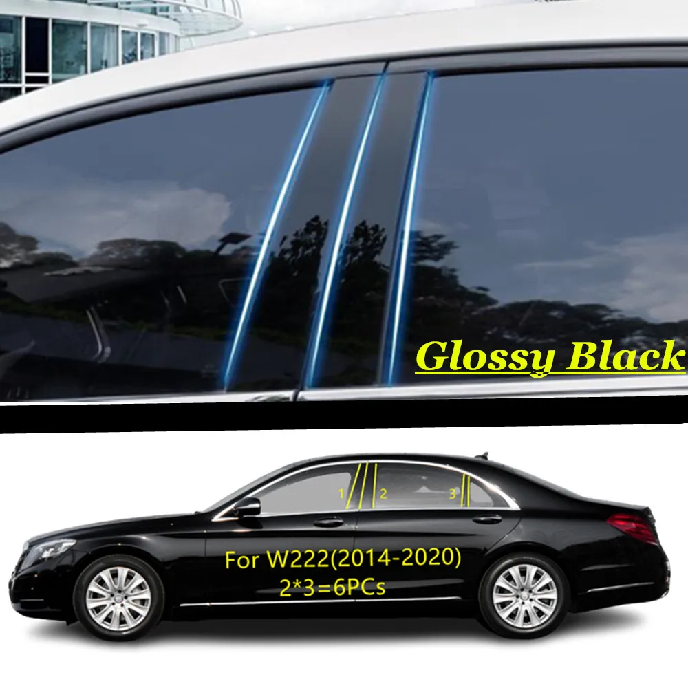 

Для Mercedes Benz S-Class W220 W221 W222 W223 1998-2024 Автомобильный материал ПК, крышка стойки, накладка на дверь, окно, молдинг, наклейка, пластина